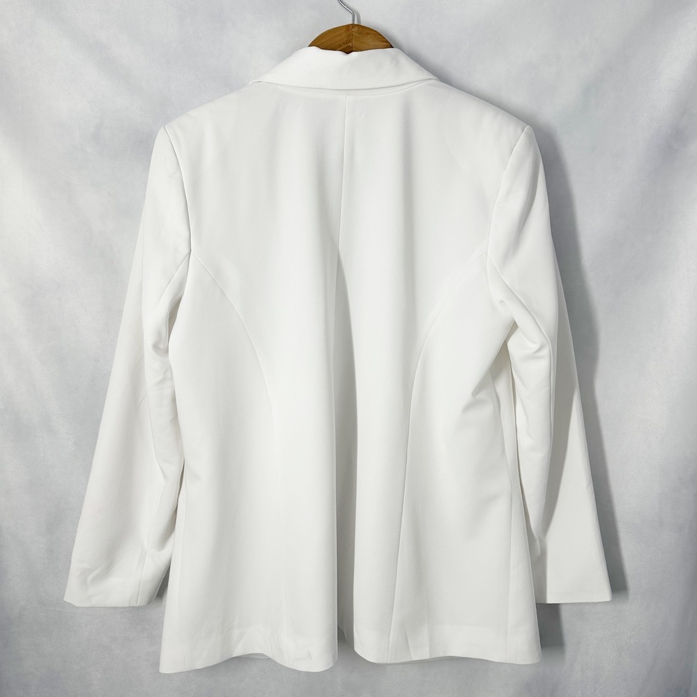Eloquii Open Front Double Breast Button Oversized White Blazer Women's Size 14 - Picture 8 of 12